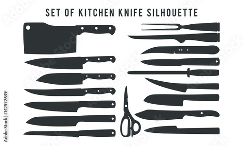 set of kitchen knife silhouette