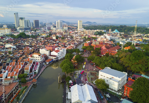 MALACCA, MALAYSIA - JAN 30, 2017 : Top view of beautiful Malacca town. Malacca has been listed as a UNESCO World Heritage Site since 7 July 2008