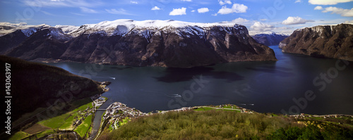 Panorama na fiordy, Flamm, Norwegia