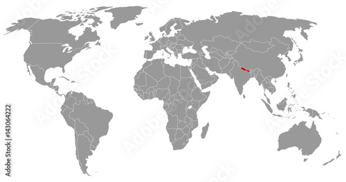Nepal auf der Weltkarte