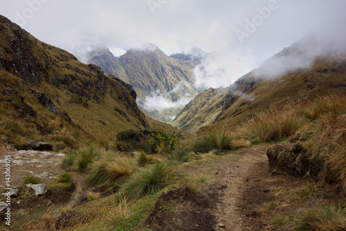 Clouds in the Andes, right after passing Dead Woman's Pass, the highest point on the Inca Trail, Peru