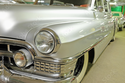 front fender and headlight on an old American car