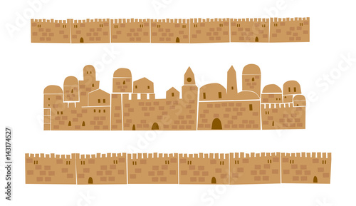 Middle East Town, Holy City, Vector illustration