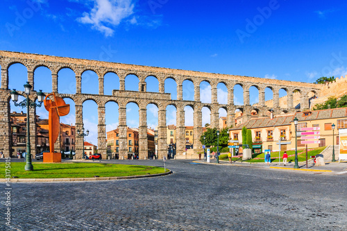 Segovia, Spain at the ancient Roman aqueduct.