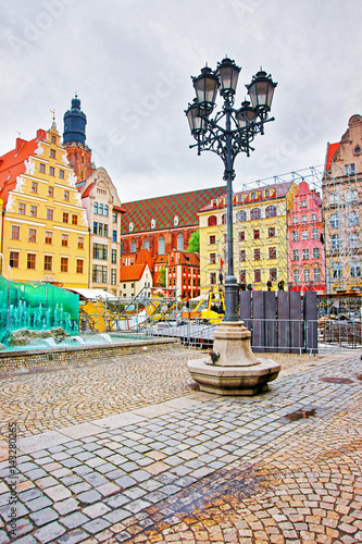 Fountain at Market Square of Wroclaw