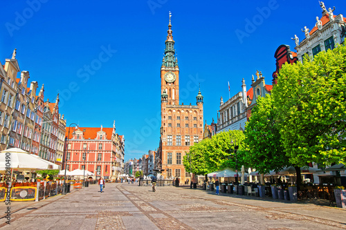 Main City Hall and Dlugi Targ Long market Square in Gdansk, Poland