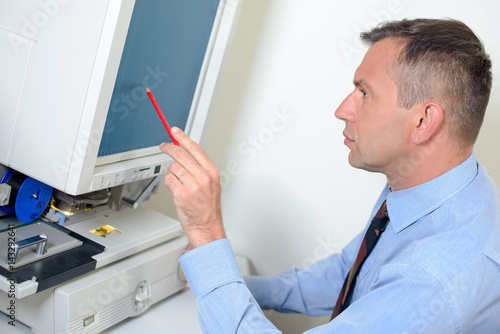 Smart man using computer