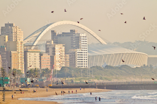 Durban beach front and pier at sunrise 