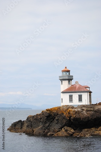 Lighthouse on a cliff. San Juan and Orcas Islands. US Pacific North West.
