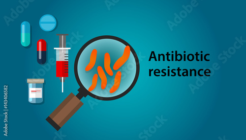 antibiotic resistance illustration of bacteria and drug medicine medical problem anti bacterial
