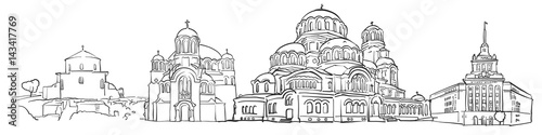 Sofia Bulgaria Panorama Sketch