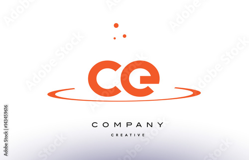 CE C E creative orange swoosh alphabet letter logo icon