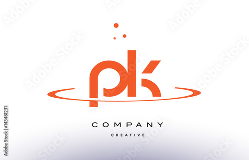PK P K creative orange swoosh alphabet letter logo icon