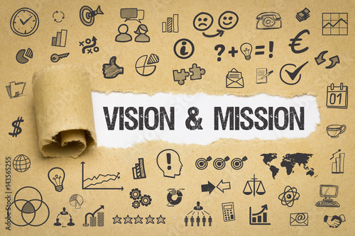 Vision & Mission / Papier mit Symbole