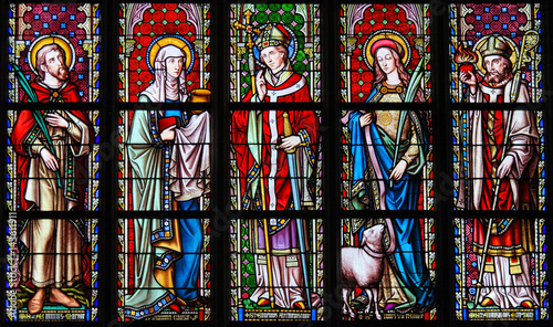 Stained Glass - Saints Emilius, Joanna, Eugene, Agnes and Augustine