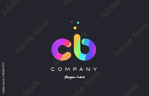 cb c b colored rainbow creative colors alphabet letter logo icon