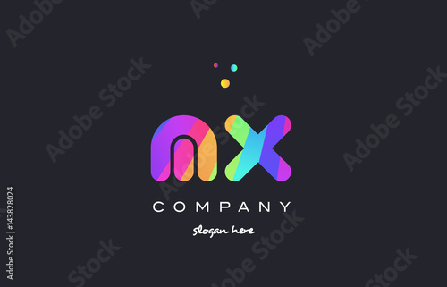 mx m x colored rainbow creative colors alphabet letter logo icon