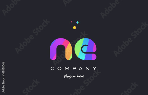 ne n e colored rainbow creative colors alphabet letter logo icon