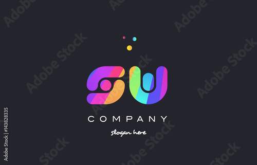 sw s w colored rainbow creative colors alphabet letter logo icon