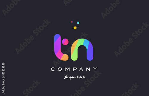 tn t n colored rainbow creative colors alphabet letter logo icon