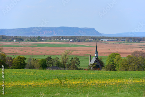 Memorial Church in Grand-Pré National Historic Site, Wolfville, Nova Scotia, Canada. Grand-Pré area is a center of Acadian settlement from 1682 to 1755. Now this site is a UNESCO World Heritage Site.