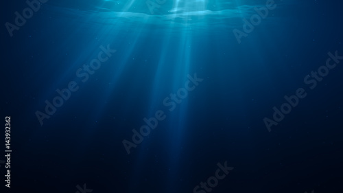 3D rendered illustration of sun light rays under water.