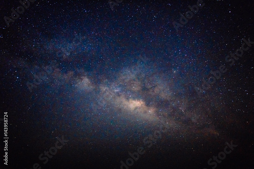 Milky Way galaxy in dark night, Long exposure photograph, with grain.Image contain certain grain or noise and soft focus.