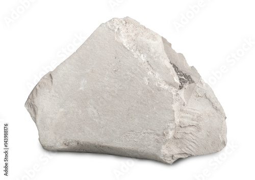 Marl (marlstone) isolated on white background. Marl (marlstone) mineral stone is a calcium carbonate or lime-rich mud or mudstone which contains variable amounts of clays and silt. 