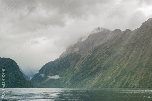 landscape of high mountain glacier at Milford sound, New Zealand