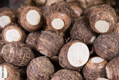 Close up of taro in market at Bangkok, Thailand.