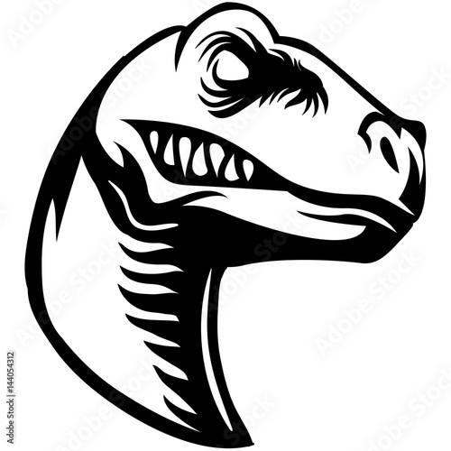 scary raptor head clipart black and white