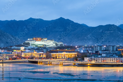 beautiful lhasa in nightfall