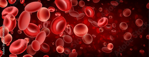 3d red streaming blood cells banner.
