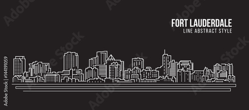 Cityscape Building Line art Vector Illustration design - Fort Lauderdale city