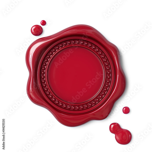 Red wax seal with dotted circle