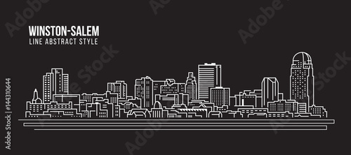 Cityscape Building Line art Vector Illustration design - winston-salem city