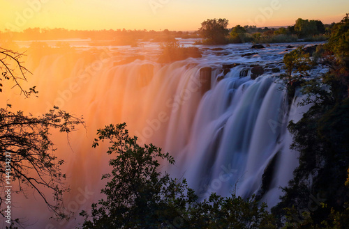 Victoria Falls at sunset. Zambia