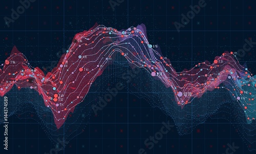Big data visualization. Futuristic infographic. Information aesthetic design. Visual data complexity. Complex data threads graphic visualization. Social network representation. Abstract data graph.