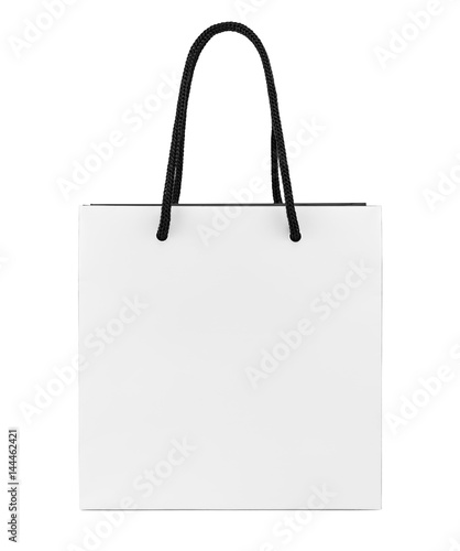 White and black paper shopping bag isolated