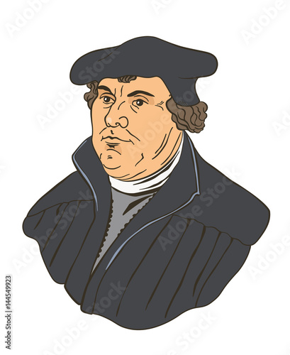 Martin Luther (1483-1546) the key person in protestant Reformation, 500th Anniversary, vector Illustration 