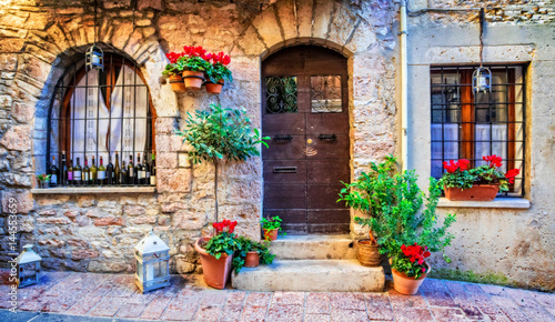 Charming old street of medieval towns of Italy, Umbria region