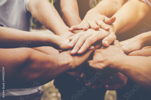 Business teamwork join hands together. Business teamwork concept