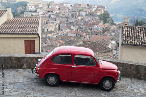 Red colored Classic car