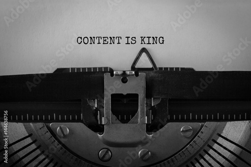 Text Content is King typed on retro typewriter