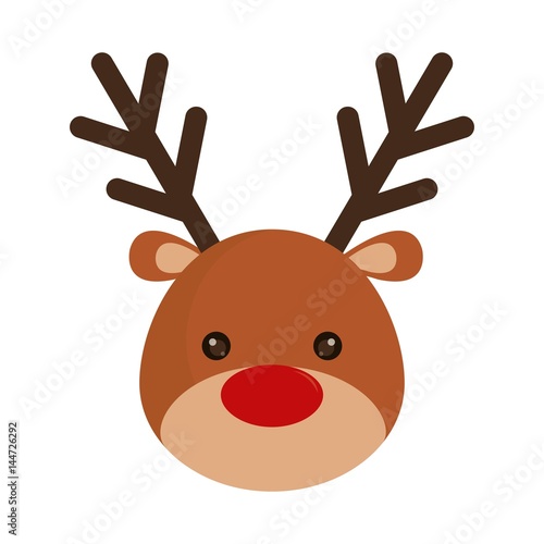 rudolph deer cartoon icon over white background. colorful design. vector illustration