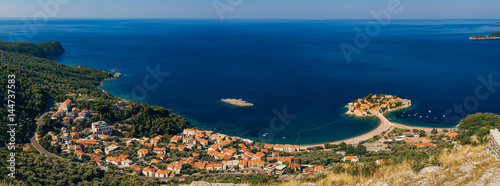 Island of Sveti Stefan in Montenegro. Panoramic shot