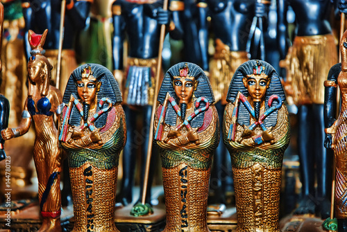 Close up Old Egyptian pharaoh Statues (Souvenirs)