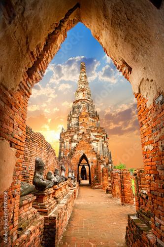 Wat Chaiwatthanaram temple. Ayutthaya Historical Park, Phra Nakhon Si, Ayutthaya, Thailand