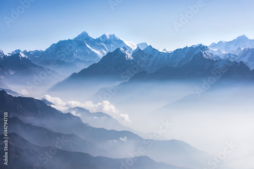 Daylight view of Mount Everest.