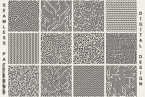 Collection of striped seamless geometric patterns.